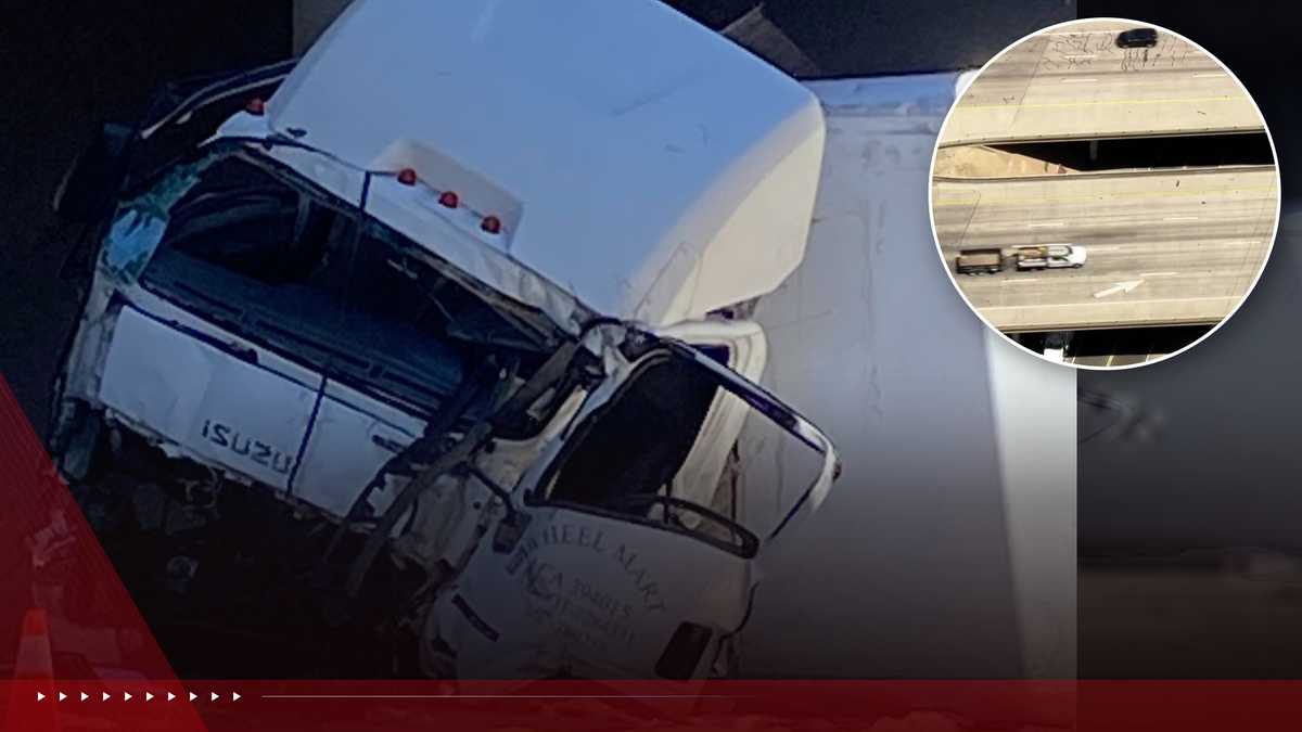 Box truck collides with vehicles on I-80, veers off elevated part of I-5