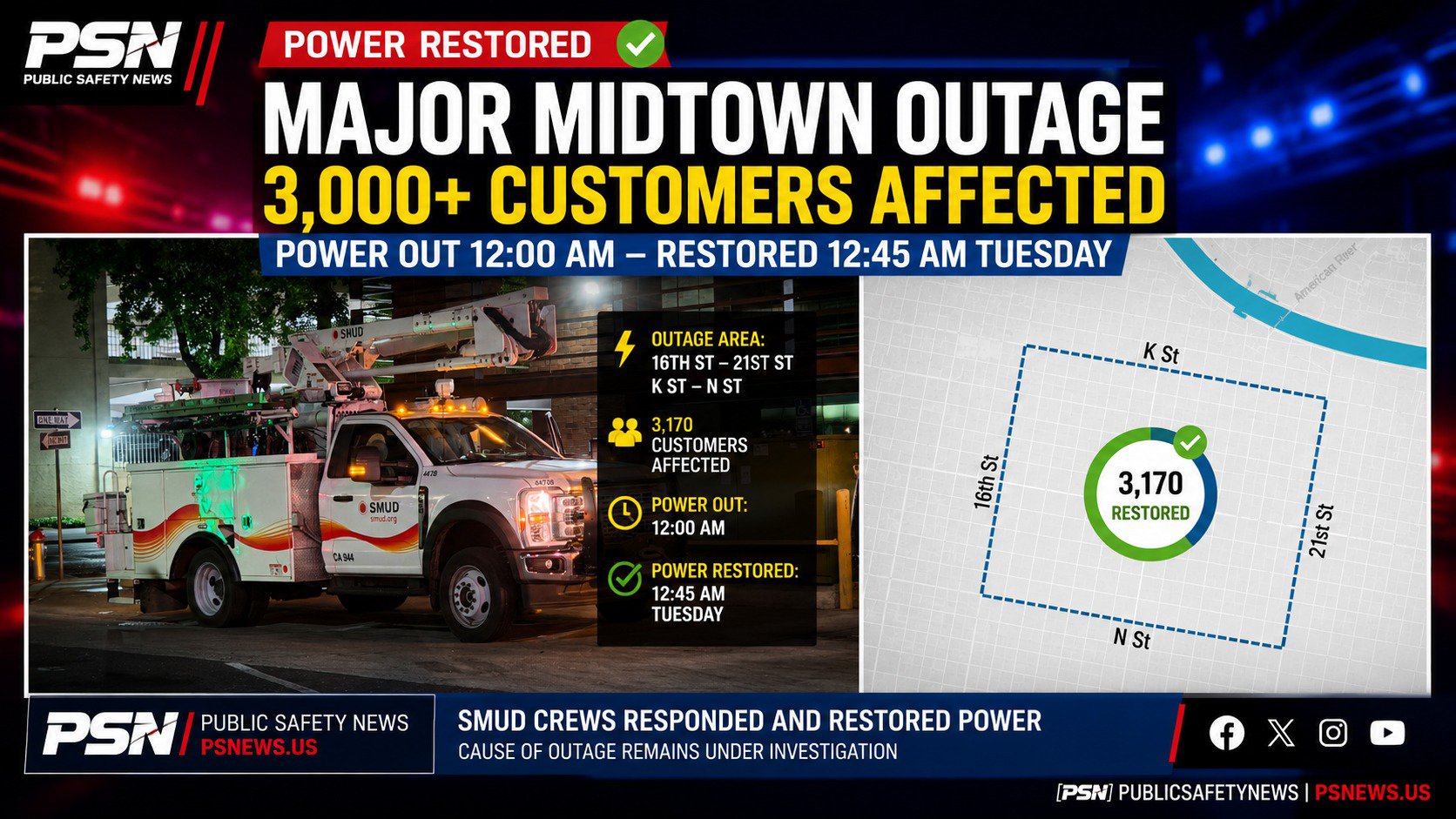 Major Midtown Sacramento Power Outage Leaves More Than 3,000 Without Electricity Before Service Is Restored cover
