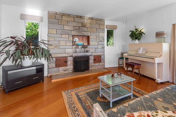 The iconic art deco-style home at 151 Long Beach Road, on the edge of Russell, Northland, is on the market for the first time since it was built in the 1950s. Photo / Supplied