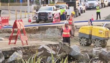 West Hollywood water main repair continues as officials target Sunset Boulevard reopening