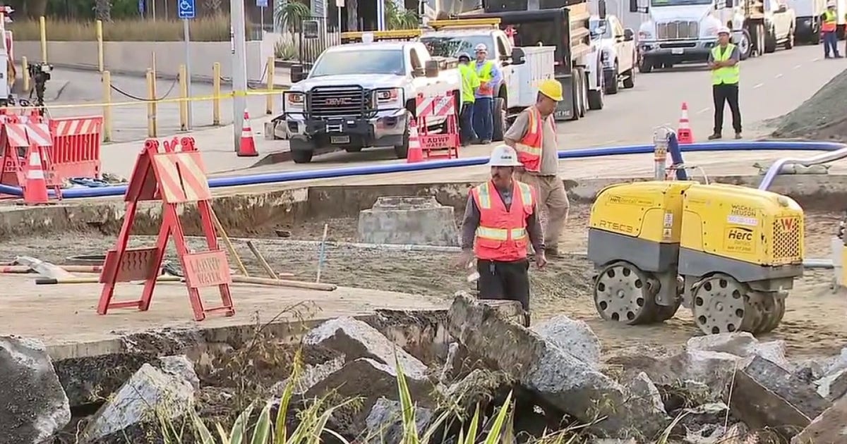 West Hollywood water main repair continues as officials target Sunset Boulevard reopening