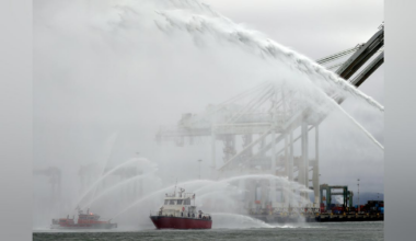 Oakland, CA, Fire Boat 'Sea Wolf' Rendered Canon Salute