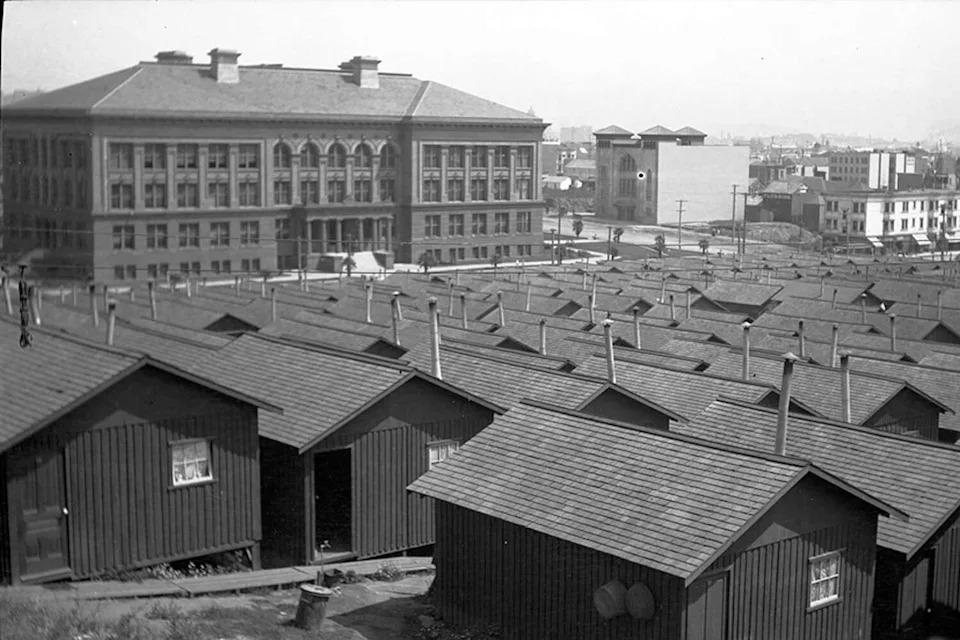 FILE: View northeast across Dolores Park/Mission High School earthquake shacks in 1907. (opensfhistory/wnp14.0615)