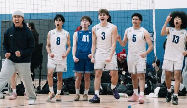 Boys celebrate a poit