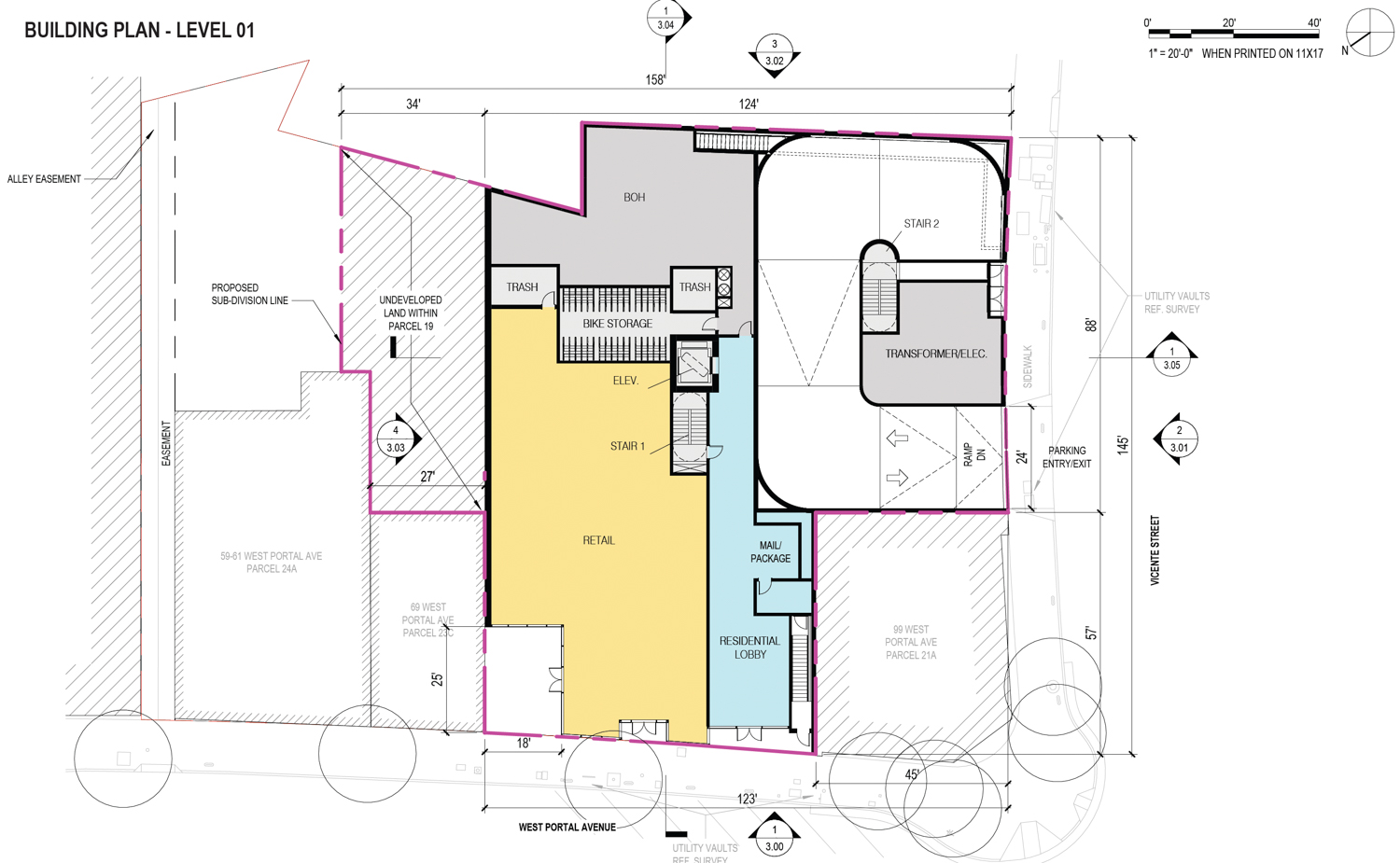 85 West Portal Avenue site plan, illustration by Handel Architects