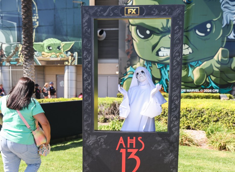 AHS 13 on a photo booth with a white nun with black tears