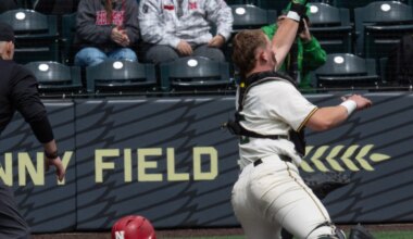 Nebraska baseball outfielder Mac Moyer signs the San Diego Padres