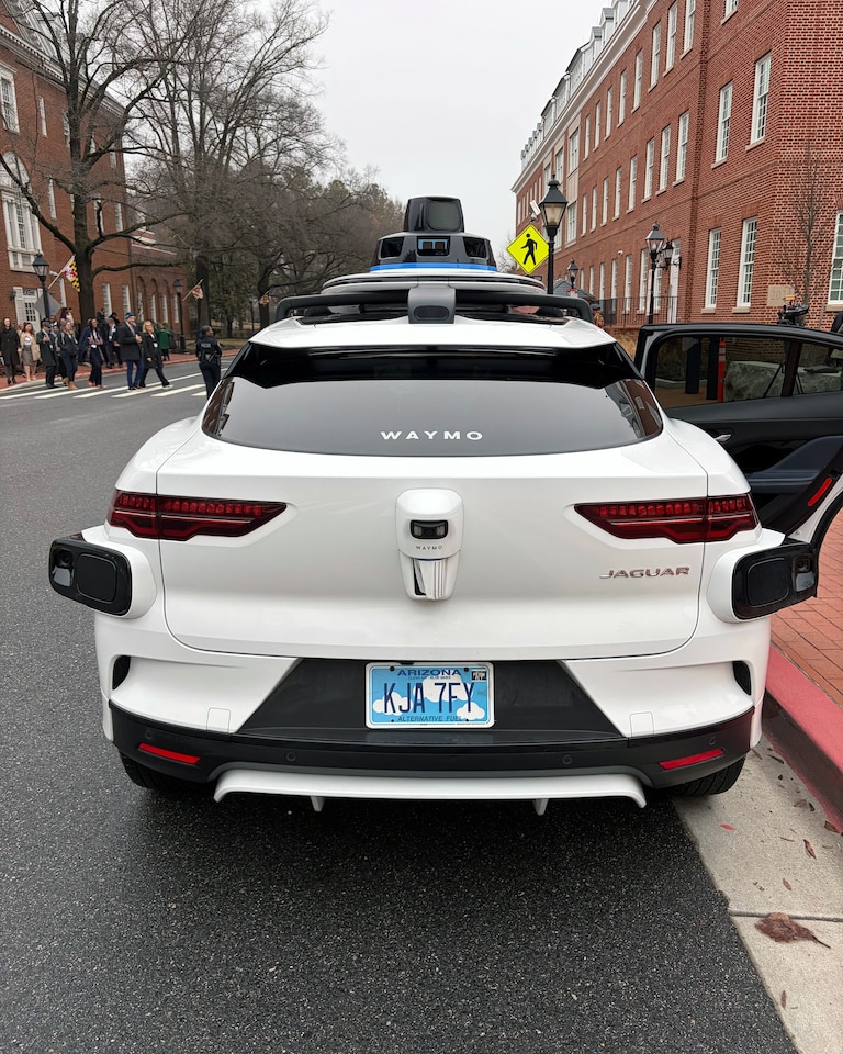 March 4, 2026 - A Waymo vehicle is parked outside the Maryland State House.