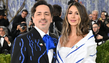 Sergey Brin, left, and Gerelyn Gilbert-Soto arrive at The Metropolitan Museum of Art's Costume Institute benefit gala celebrating the opening of the "Costume Art" exhibition on Monday, May 4, 2026, in New York. (Photo by Evan Agostini/Invision/AP)