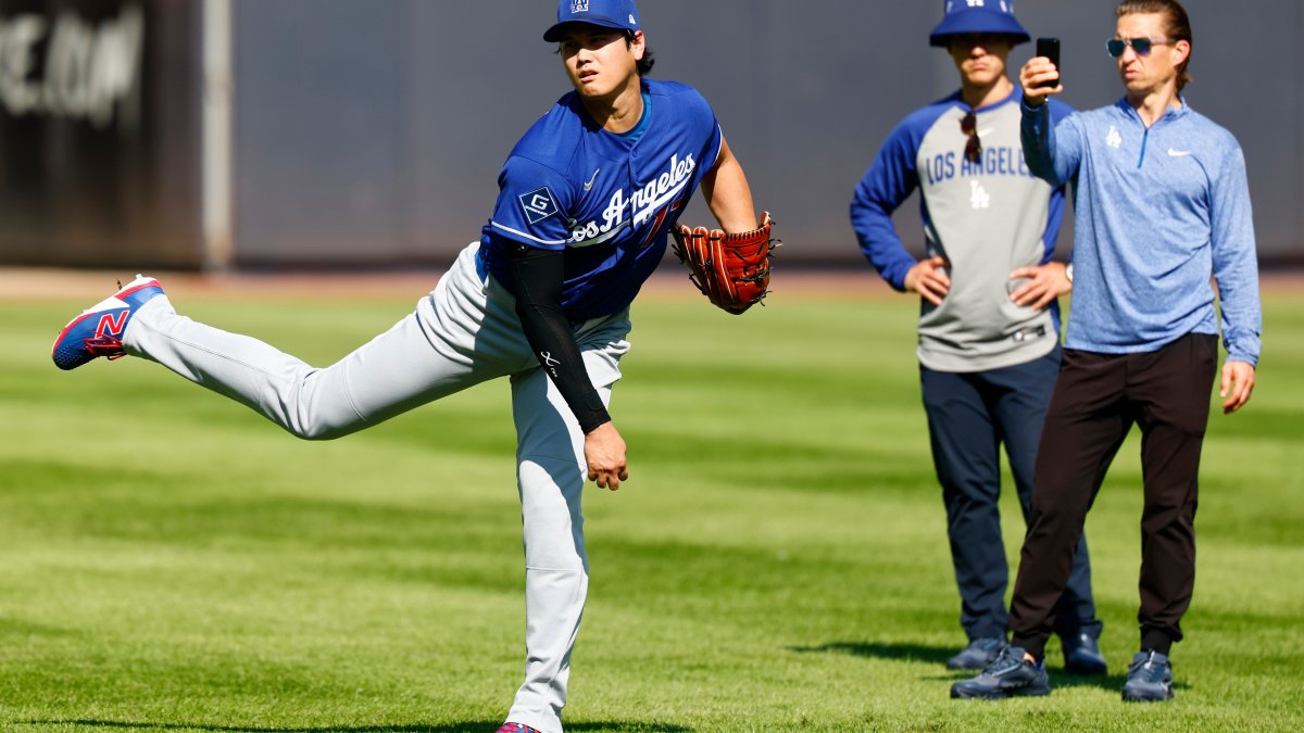 Shohei Ohtani won’t throw off mound until left knee feels 100% – NBC Los Angeles