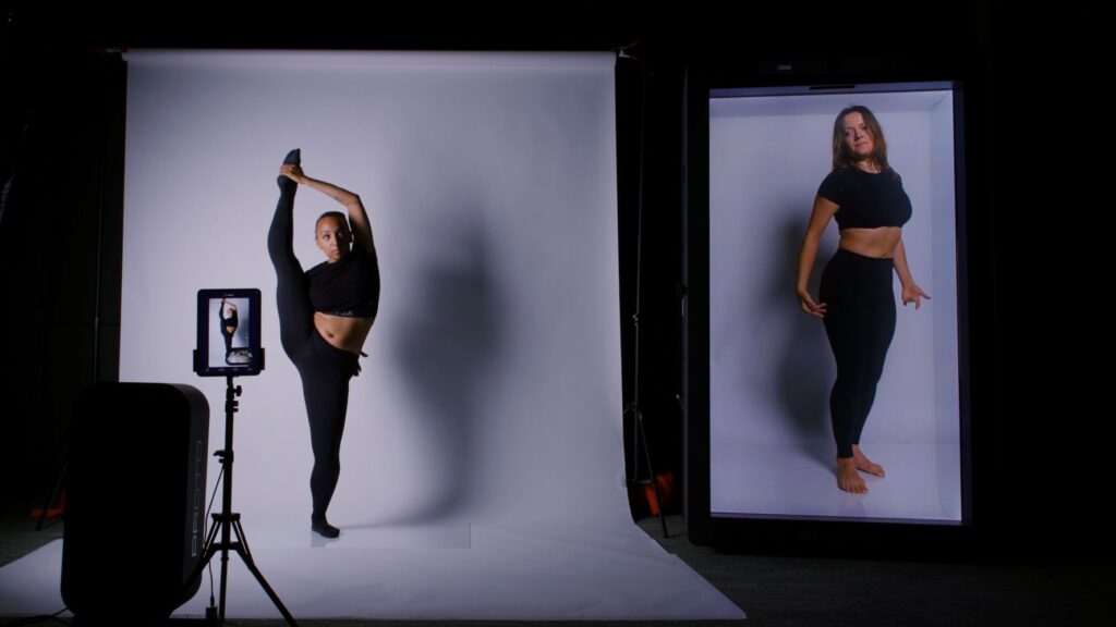 Members of Donna Sternberg and Dancers working on hologram duet - Photo courtesy of the company.