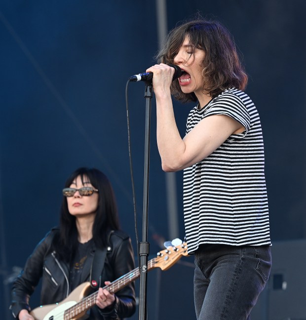 Carrie Brownstein screams into the mic as she sings with The Return of Jack and Judy on the Prudential Stage during the BottleRock Napa Valley Music Festival on Saturday, May 23, 2026, in Napa. (Chris Riley/Times-Herald)