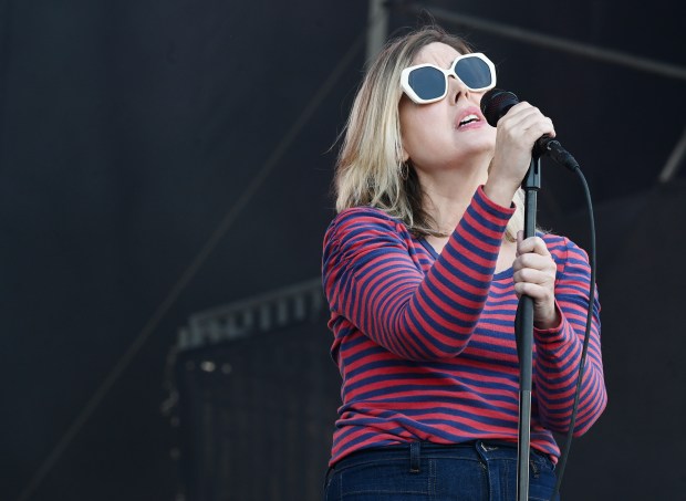 Corin Tucker sings with The Return of Jackie and Judy on the Prudential Stage during the BottleRock Napa Valley Music Festival on Saturday, May 23, 2026, in Napa. (Chris Riley/Times-Herald)