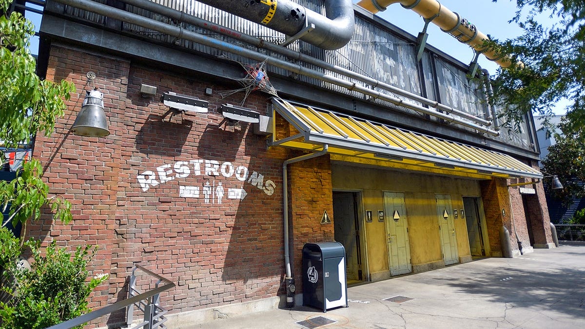 View of Disneyland bathrooms with signs