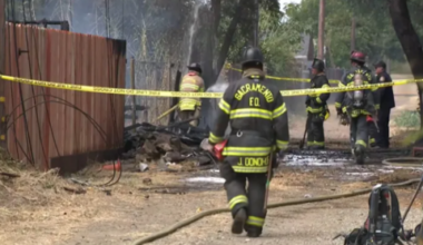 Firefighter injured after being struck by power line in Sacramento outbuilding fire