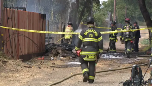 Firefighter injured after being struck by power line in Sacramento outbuilding fire