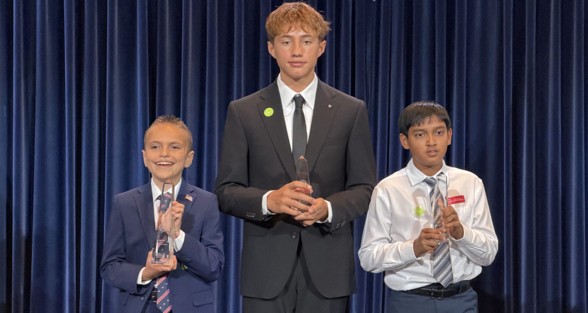 OC students Logan Thielen, Deon Witte and Aryan Goya earned top honors at the California National Civics Bee Competition held June 27 at the Ronald Reagan Presidential Library. (Courtesy of the Yorba Linda Chamber of Commerce Foundation)