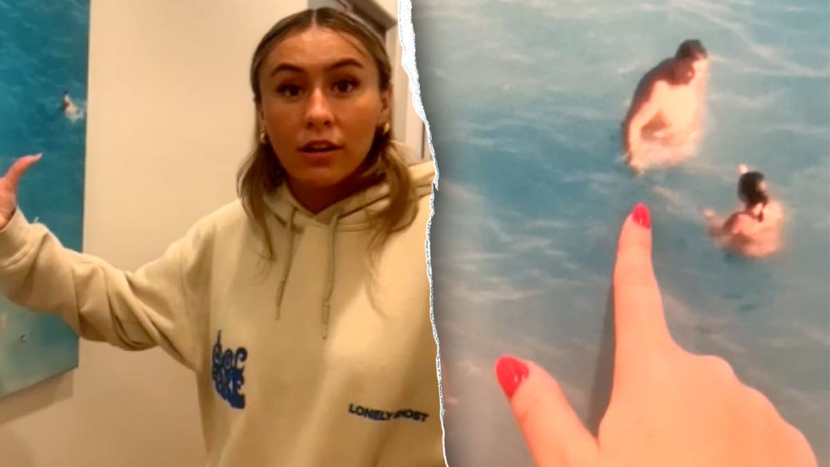 Split image of Libby standing next to AirBnb