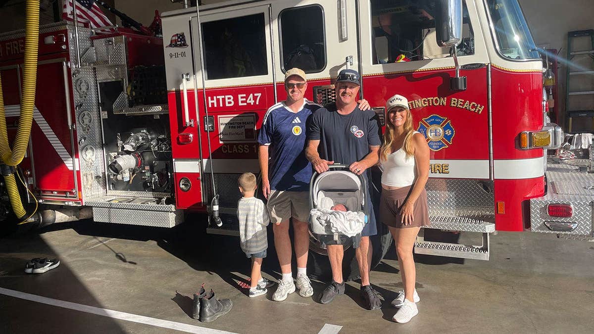 Family reunites with firefighters after parking lot birth