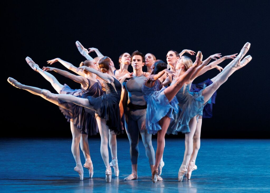 Roman Mejia and New York City Ballet in Tiler Peck’s "Concerto for Two Pianos" - Photo credit Erin Baiano.