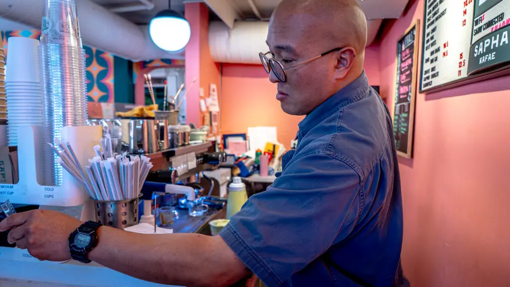 man working in shop
