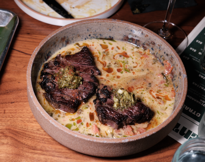Current image: pasta with beef on top