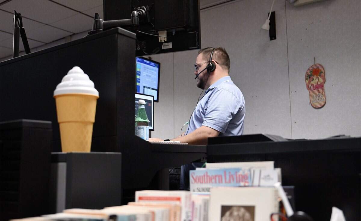 The Fresno Police Department's 911 Communications Center staff respond to a wide variety of calls for different services, photographed Friday, June 26, 2026 in Fresno. Data shows the dispatch center is increasing its success in answering 911 calls within 15 seconds.
