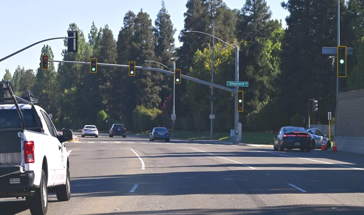 Road improvements along Friant Road include the additional of an extra traffic light, seen at the intersection of Shepherd Avenue Friday, July 10, 2026.