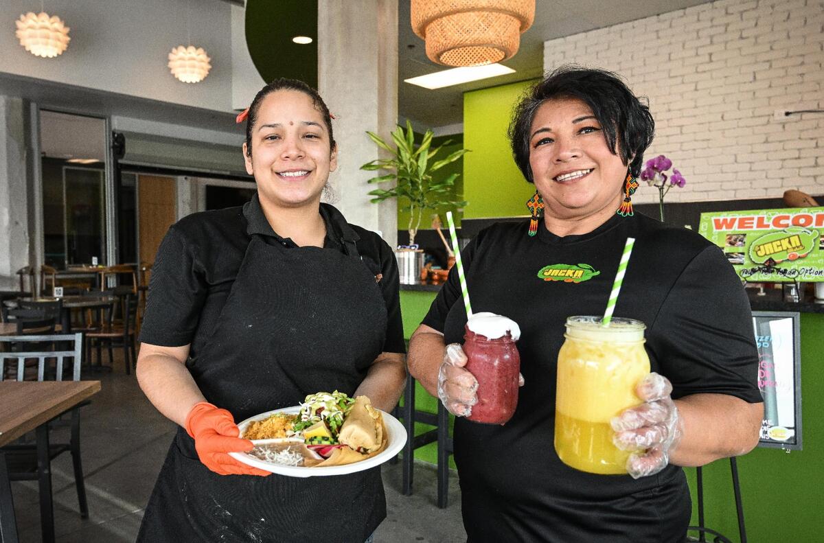 Manager/chef Fernanda Cox, left, and her mother, CEO and owner Miriam Martinez, opened La Jacka Restaurant in 2022 in downtown Fresno where they serve vegan Mexican cuisine using jackfruit from Nayarit, Mexico. Their last day of service was June 21, 2026.