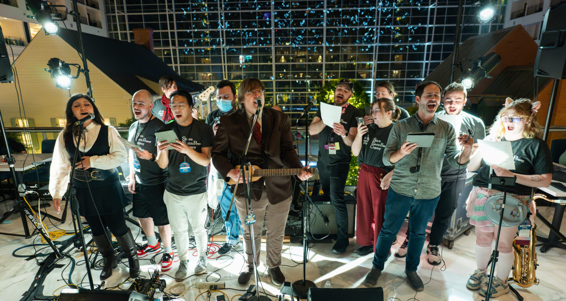 People performing a song