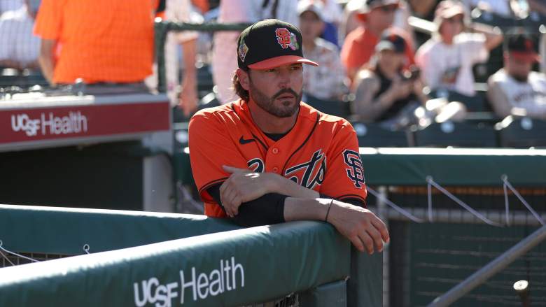 San Francisco Giants manager Tony Vitello walking off field during 2026 game