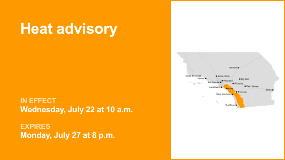 Heat advisory for the Orange County and Santa Ana Mountains area from Wednesday to Monday – Orange County Register