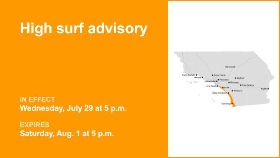 High surf advisory for Orange County Coast and San Diego County Coastal Areas from Wednesday to Saturday – Orange County Register