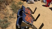 This old metal concession stand seat is part of the trash collected Sunday on Fiesta Island, July 5, 2026.