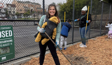 Kate O’Bannon volunteers in McCoppin Park during San Francisco’s One City Day on July 11. (Courtesy)