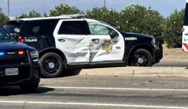 Police vehicle rolls in Fresno crash during response