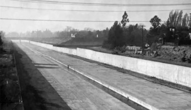 vintage photo of a dry cemented riverbed