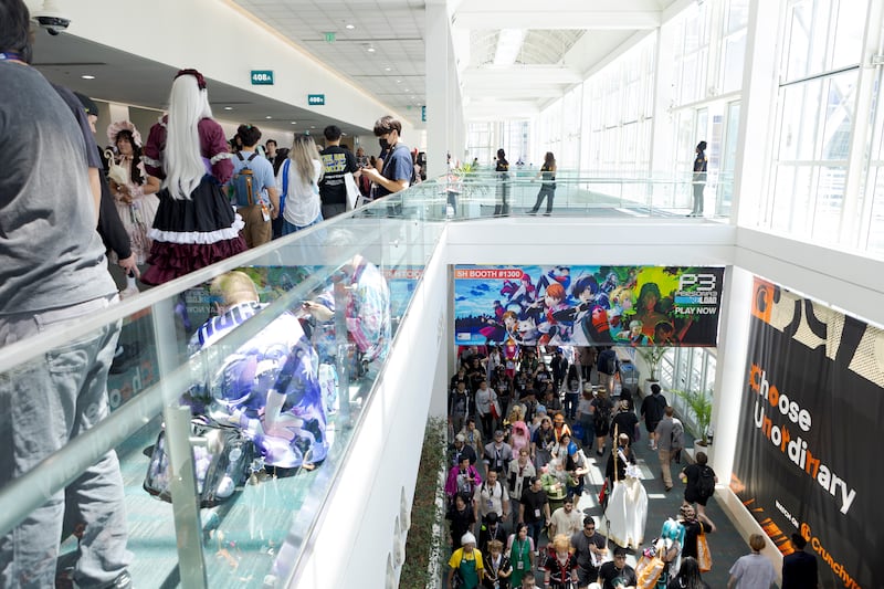 Convention attendees walking