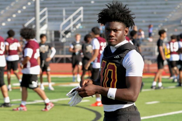 Wilson running back / defensive back Jemel Grigsby takes part in a spring football showcase on Friday, May 1, 2026, at Wilson High School in Long Beach. (Photo by Howard Freshman, Contributing Photographer)
