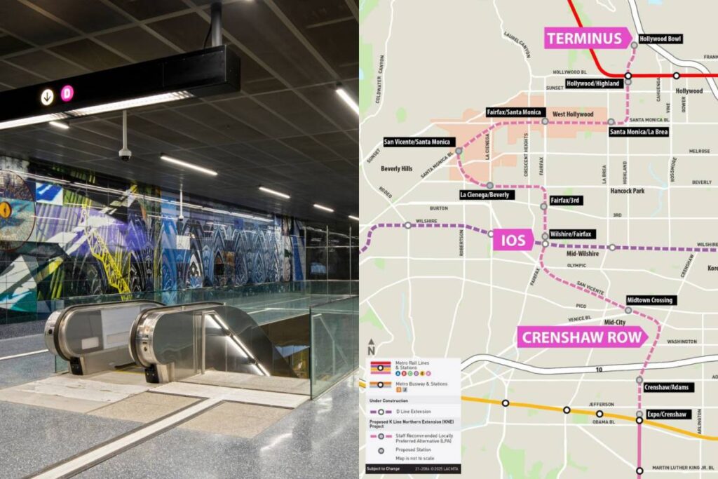 La Brea/Wilshire metro station and future map of K line