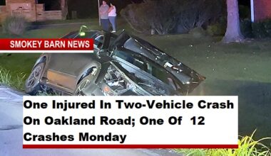 One Injured In Two-Vehicle Crash On Oakland Road; One Of 12 Crashes Monday