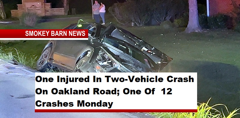 One Injured In Two-Vehicle Crash On Oakland Road; One Of 12 Crashes Monday