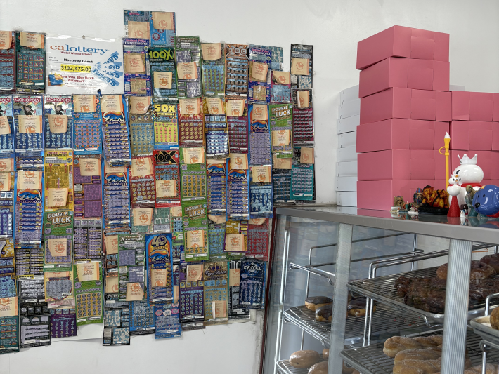 a wall of winning scratchers