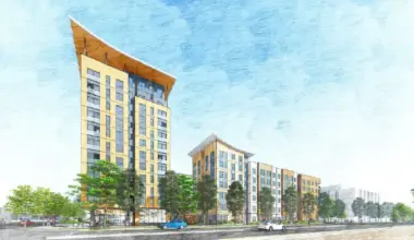 A rendering of an affordable housing development in Mountain View, California