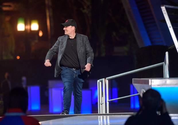 Marvel Studios will return to San Diego Comic-Con this year. Pictured: Kevin Feige, president of Marvel Studios during the opening ceremony for Avengers Campus inside Disney California Adventure in Anaheim in 2021 (Photo by Jeff Gritchen, Orange County Register/SCNG)