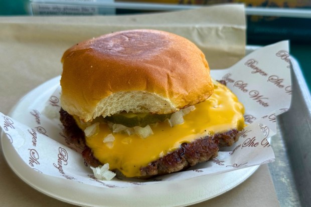 Impossible Smash Burger from Burger She Wrote in Sherman Oaks. (Carolyn Burt, SCNG)