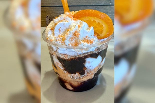 Lappert's Ice Cream in Redlands serves an orange and chocolate Redlands Bowl Sundae, named after Redlands' 103-year-old summer concert series. (Photo by Fielding Buck, The Press-Enterprise/SCNG)
