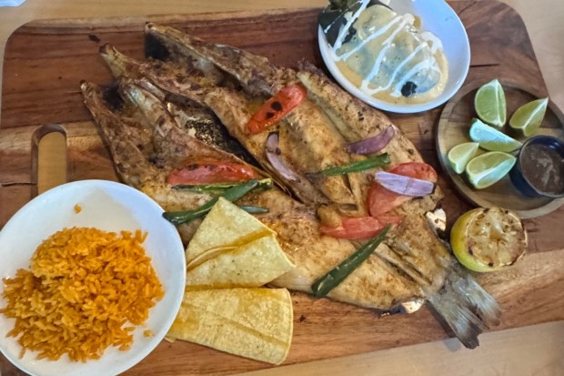 Whole sea bass at El Zarandeado in San Juan Capistrano. (Photo by Brock Keeling, Orange County Register/SCNG)