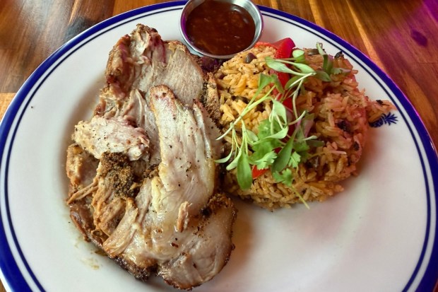 Pernil & Arroz Con Gandules at Tainos L.A. (Benjamin Royer, SCNG)
