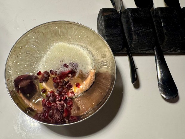 Chocolate dessert with a tumble of frozen blackberries. (Photo by Brock Keeling, Orange County Register/SCNG)